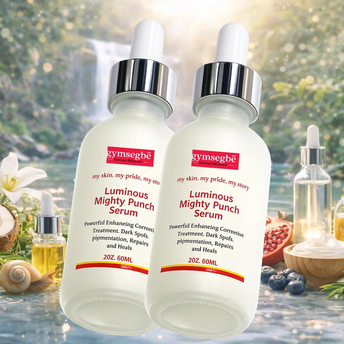 Two gymsegbë Luminous Mighty Punch Serum 60 ml dropper bottles