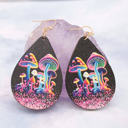 Enchant Your Style with Neon Magic Wood Mushroom Earrings - Accessorizeyourvibe