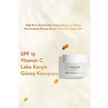 Lumene Day Cream SPF15 jar in a Turkish-language product graphic