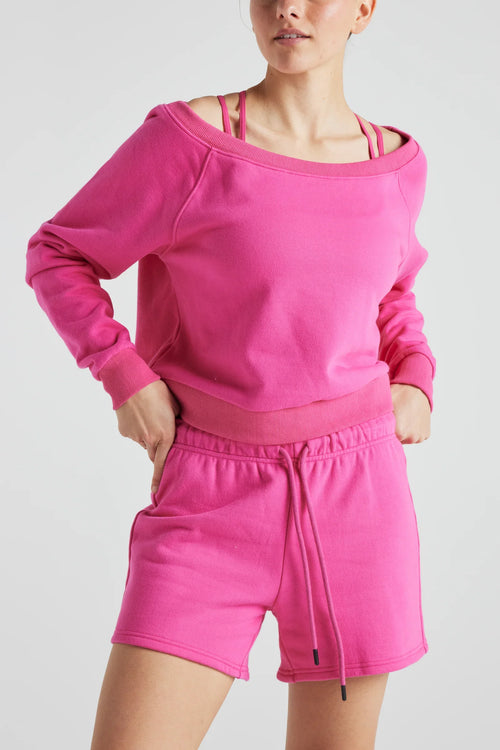 Off Shoulder Sweatshirt in PINK - Accessorizeyourvibe - Off Shoulder Sweatshirt in PINK - Accessorizeyourvibe
