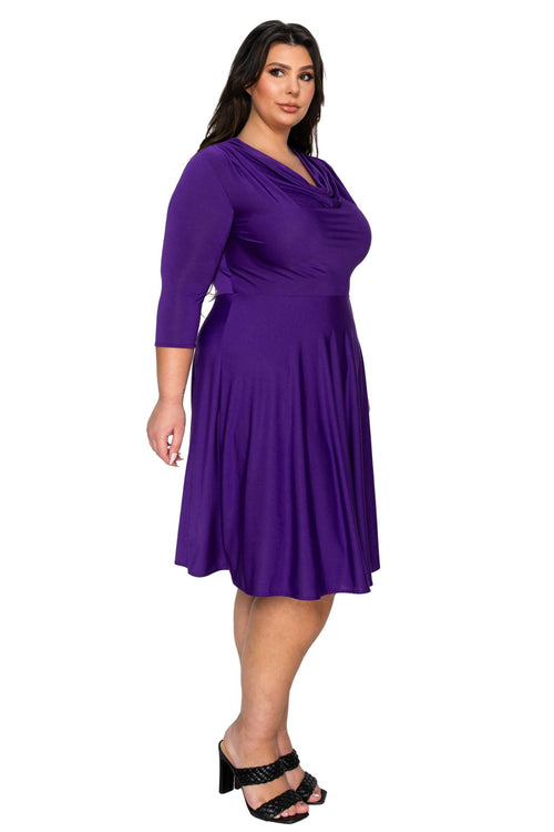 Amoretti Cowl Neck Flare Dress