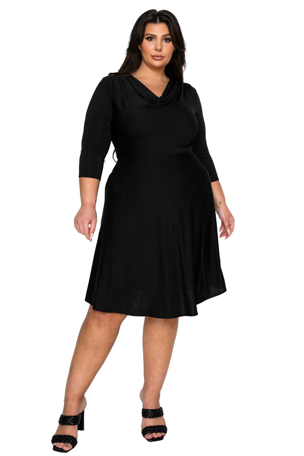 Amoretti Cowl Neck Flare Dress