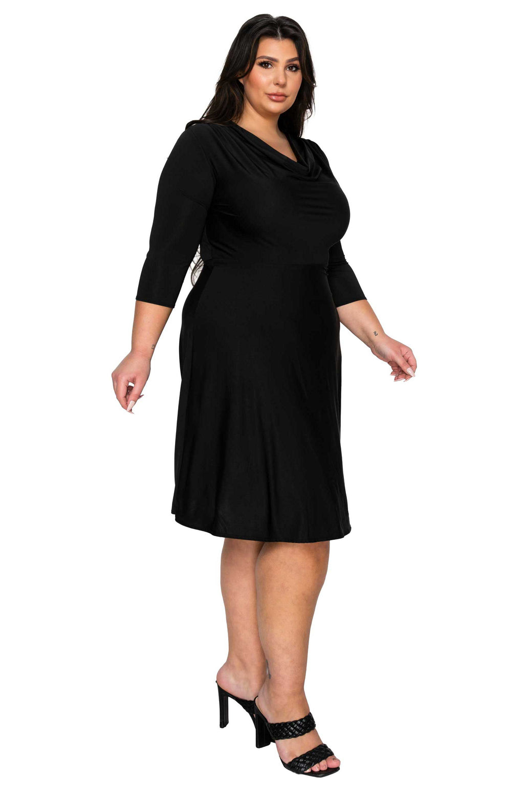 Amoretti Cowl Neck Flare Dress
