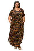 Katt Camo Pocket Maxi Dress