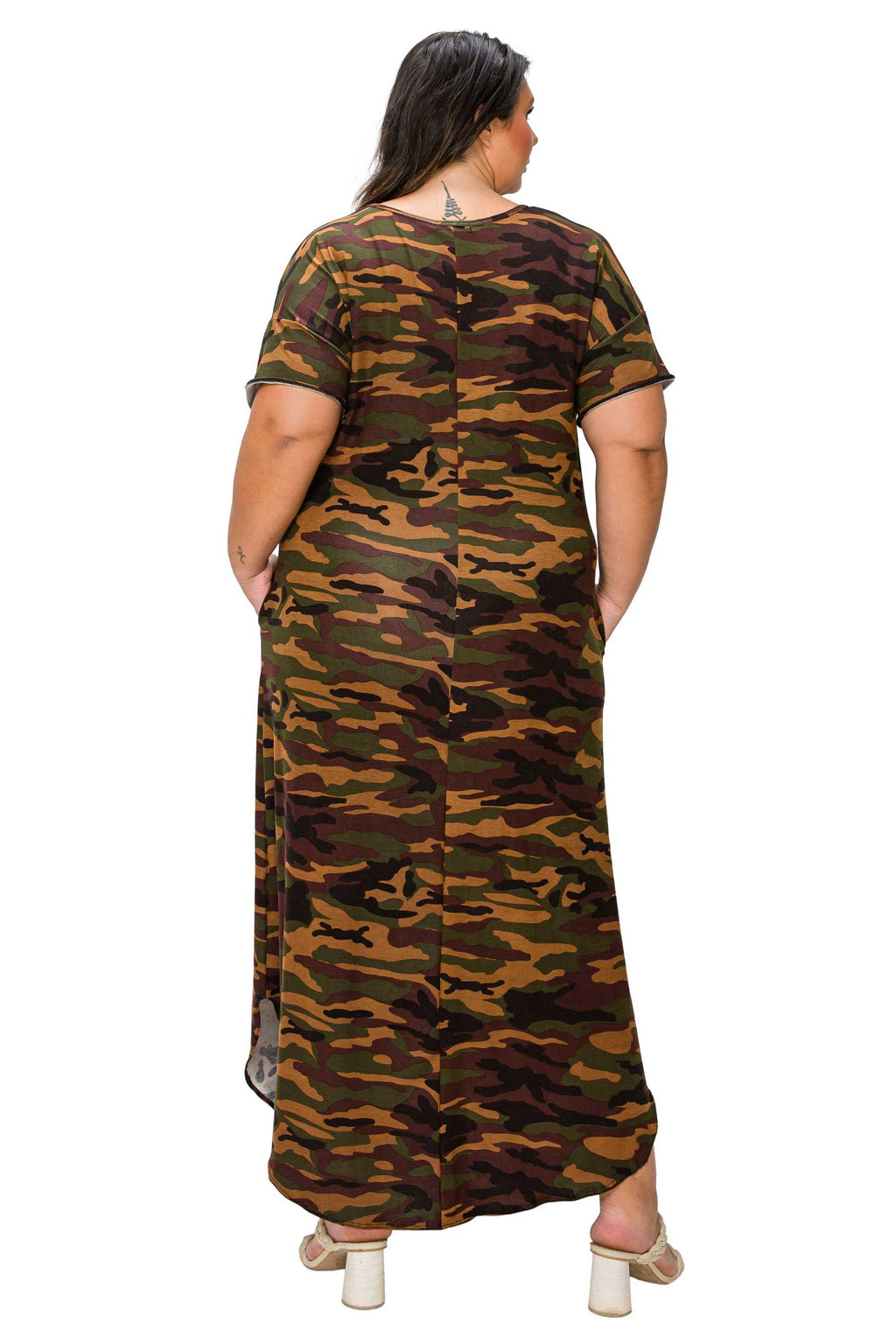 Katt Camo Pocket Maxi Dress